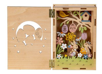 Wooden Easter book decoration h=18cm