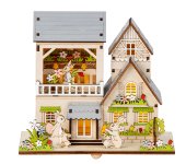 Holz Osterhaus h=17cm b=18cm mit LED