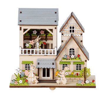 Wooden Easter house decoration h=17cm
