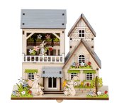 Wooden Easter house decoration h=17cm