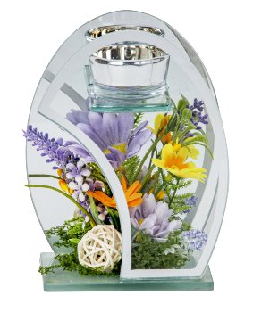 Glasei mit Frühlingsblumen-Deko h=16,5cm