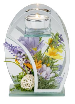 Glasei mit Frühlingsblumen-Deko h=16,5cm