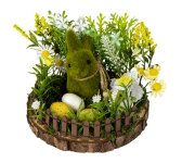 Osterdeko mit Hase h=12cm d=15,5cm