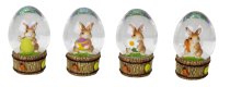 Schneekugel-Eiform mit Osterhasen h=7cm