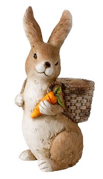 Rabbit sitting with basket on spine for