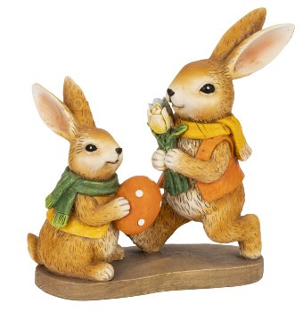 Eastern rabbit couple with flower
