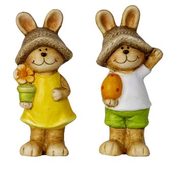 Easter rabbit standing with flower & egg