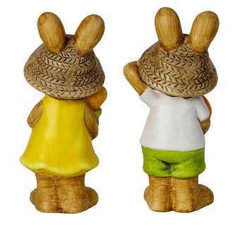 Easter rabbit standing with flower & egg