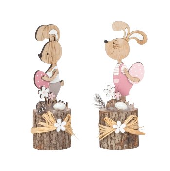 Wooden easter rabbit decoration on