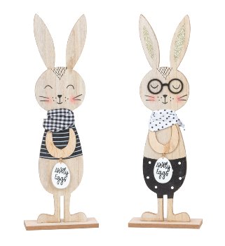 Wooden easter rabbit with scarf and