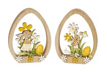 Holz-Osterdekoration mit Hasen,Blumen