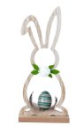 Wooden easter rabbit silhouette with