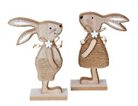 Wooden easter rabbit with jute clothes