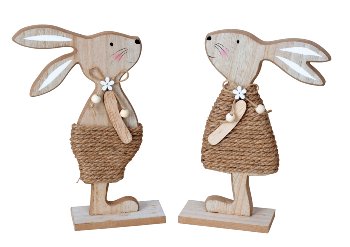 Wooden easter rabbit with jute clothes