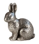 Moderner Hase sitzend in silber h=17,5cm