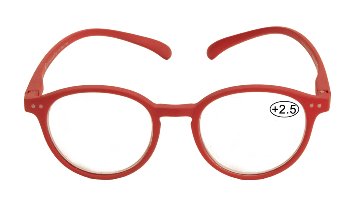 Lesebrille in rot mit Sehstärke +2.5,