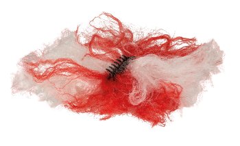Haarclip Locken rot-weiß ca.19cm lang